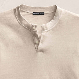 Slub Jersey Short Sleeve Henley in Pearl Pigment | James Perse Los Angeles