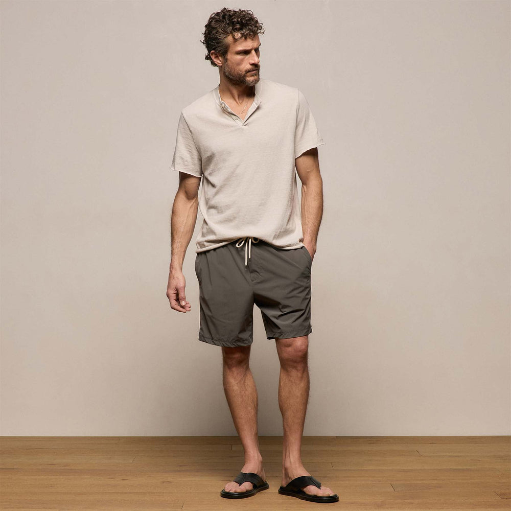 Slub Jersey Short Sleeve Henley in Pearl Pigment | James Perse Los Angeles