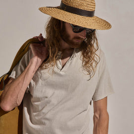 Slub Jersey Short Sleeve Henley in Pearl Pigment | James Perse Los Angeles