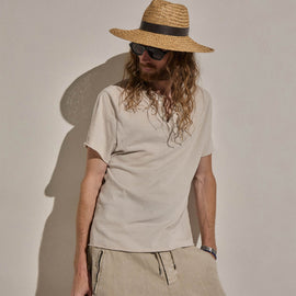 Slub Jersey Short Sleeve Henley in Pearl Pigment | James Perse Los Angeles