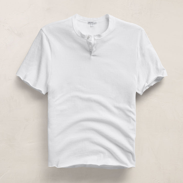 Slub Jersey Short Sleeve Henley in White | James Perse Los Angeles