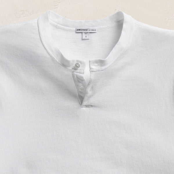 Slub Jersey Short Sleeve Henley in White | James Perse Los Angeles