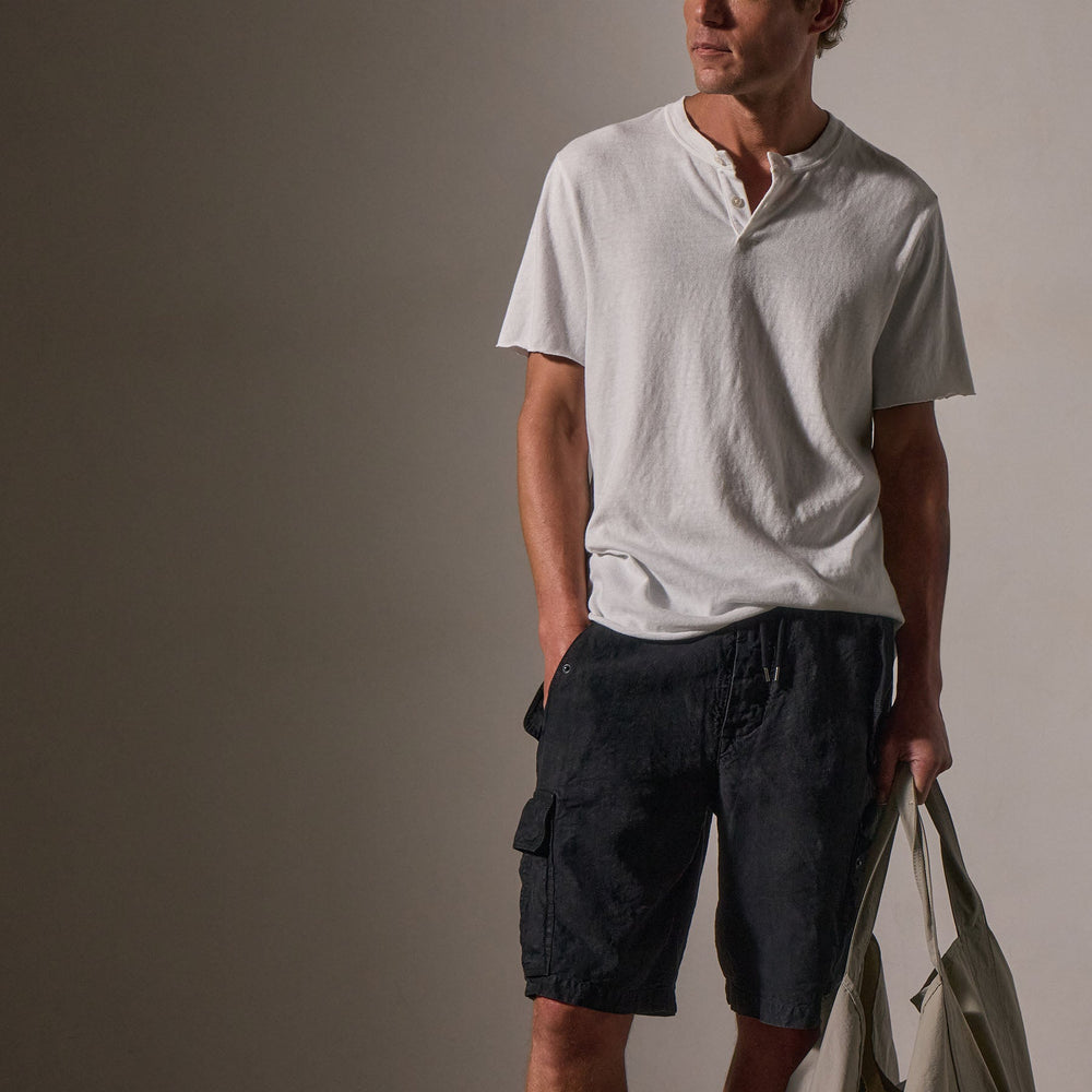 Slub Jersey Short Sleeve Henley in White | James Perse Los Angeles