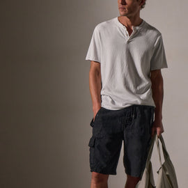 Slub Jersey Short Sleeve Henley in White | James Perse Los Angeles