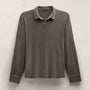 Slub Jersey Long Sleeve Open Polo In Army Green Pigment | James Perse Los Angeles