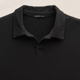 Slub Jersey Long Sleeve Open Polo in Black | James Perse Los Angeles
