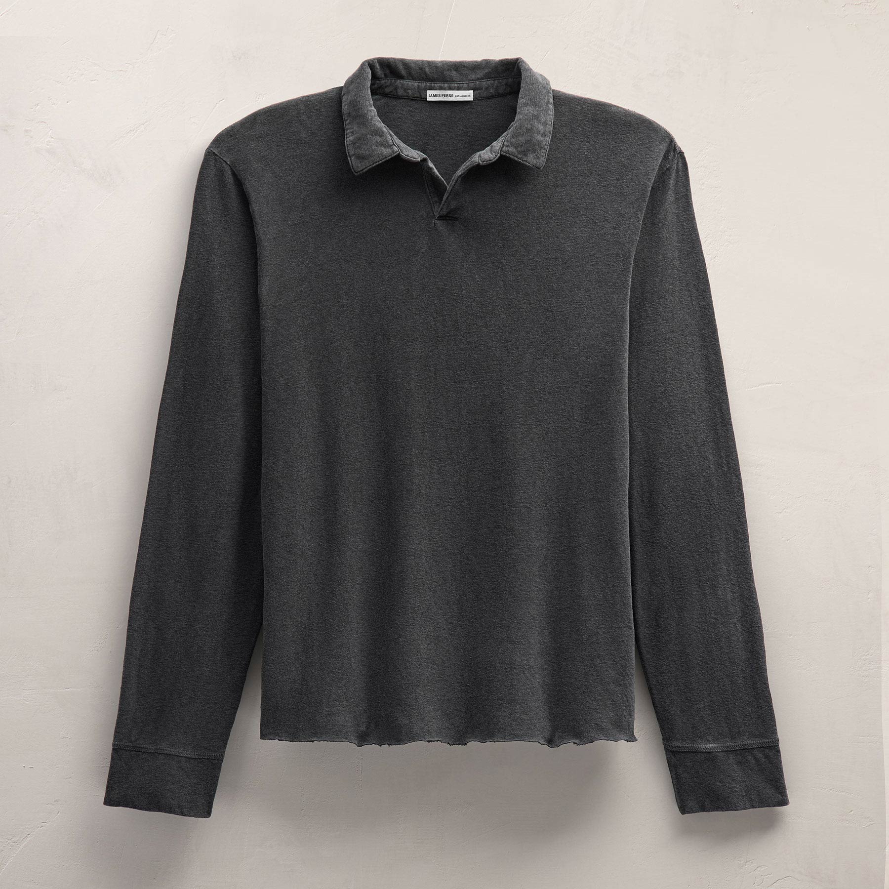 Slub Jersey Long Sleeve Open Polo in Magma Pigment | James Perse Los Angeles