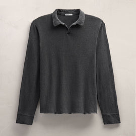Slub Jersey Long Sleeve Open Polo in Magma Pigment | James Perse Los Angeles