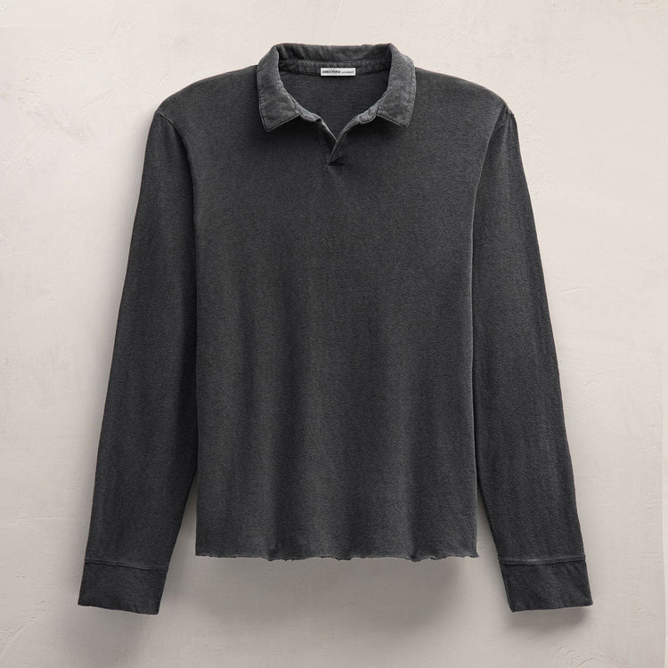 Slub Jersey Long Sleeve Open Polo in Magma Pigment | James Perse Los Angeles