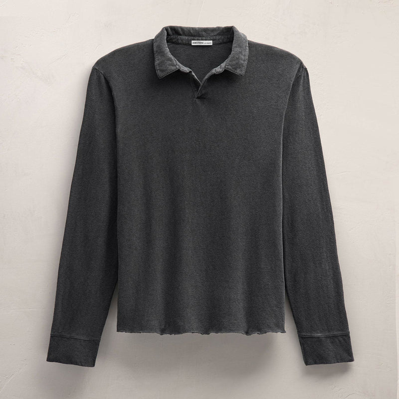 Slub Jersey Long Sleeve Open Polo in Magma Pigment | James Perse Los Angeles