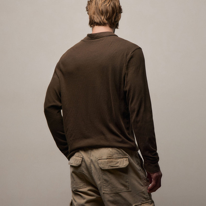 Slub Jersey Long Sleeve Open Polo in Porcupine | James Perse Los Angeles