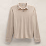 Slub Jersey Long Sleeve Open Polo in Stone Pigment | James Perse Los Angeles