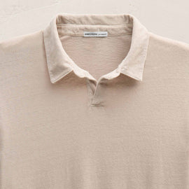Slub Jersey Long Sleeve Open Polo in Stone Pigment | James Perse Los Angeles FLAT