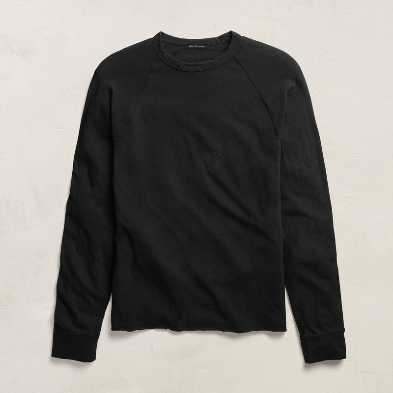 Slub Jersey Long Sleeve Raglan Crew in Black | James Perse Los Angeles