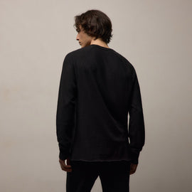 Slub Jersey Long Sleeve Raglan Crew in Black | James Perse Los Angeles