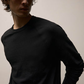Slub Jersey Long Sleeve Raglan Crew in Black | James Perse Los Angeles
