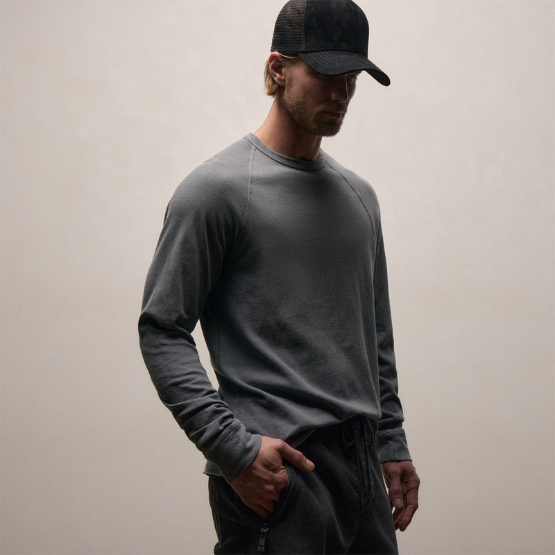 Long Sleeve Raglan Crew in Cavalry Pigment | James Perse Los Angeles / womens