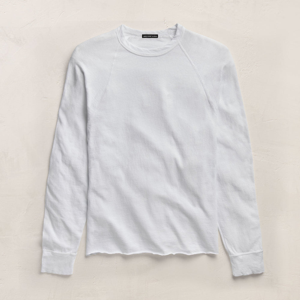 Slub Jersey Long Sleeve Raglan Crew in White | James Perse Los Angeles