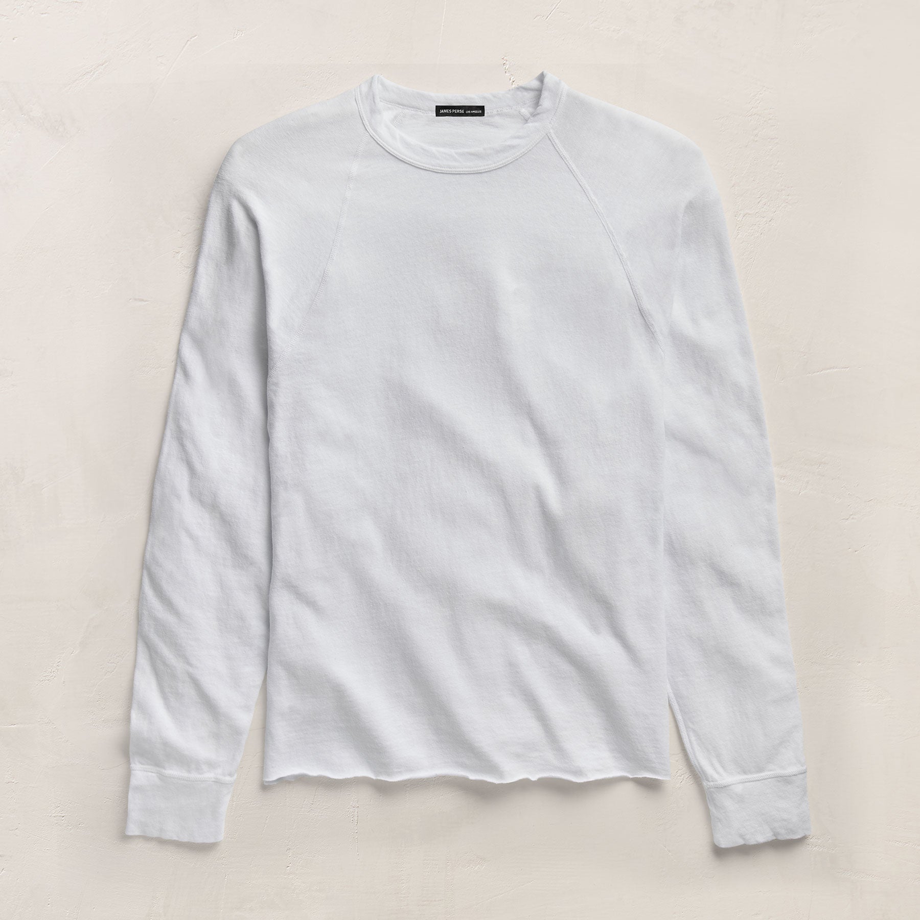 Slub Jersey Long Sleeve Raglan Crew in White | James Perse Los Angeles