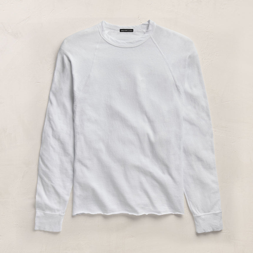 Slub Jersey Long Sleeve Raglan Crew in White | James Perse Los Angeles