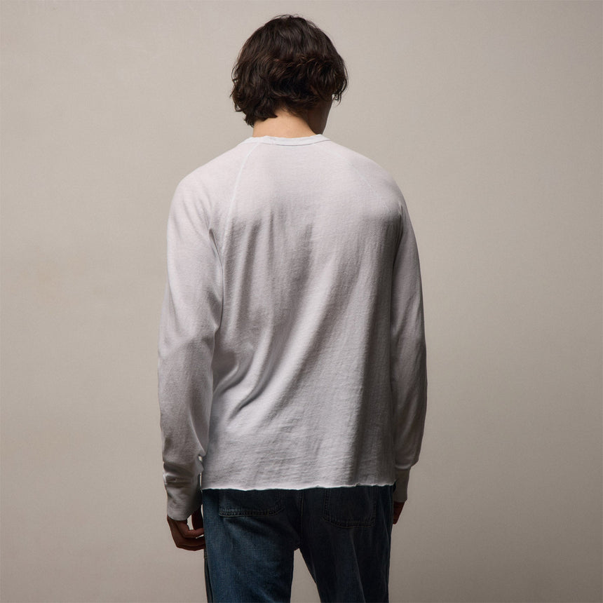 Slub Jersey Long Sleeve Raglan Crew in White | James Perse Los Angeles