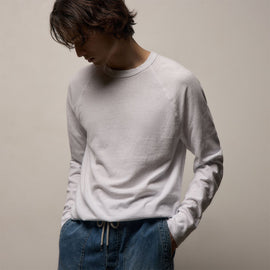 Slub Jersey Long Sleeve Raglan Crew in White | James Perse Los Angeles