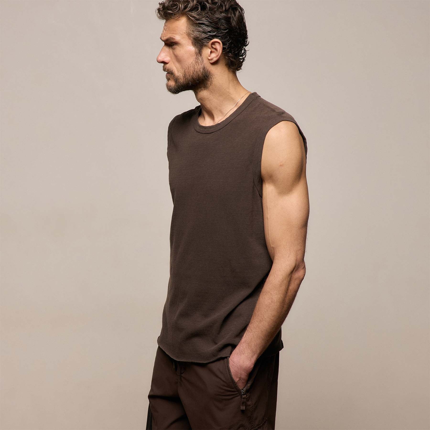 Slub Jersey Tank in Bark Pigment | James Perse Los Angeles
