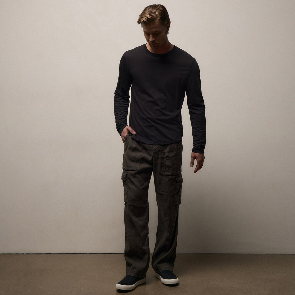 Shirttail Hem Crew in Black | James Perse Los Angeles