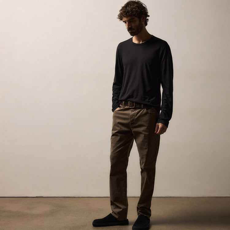 Shirttail Hem Crew in Black | James Perse Los Angeles