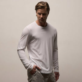 Shirttail Hem Crew in White | James Perse Los Angeles