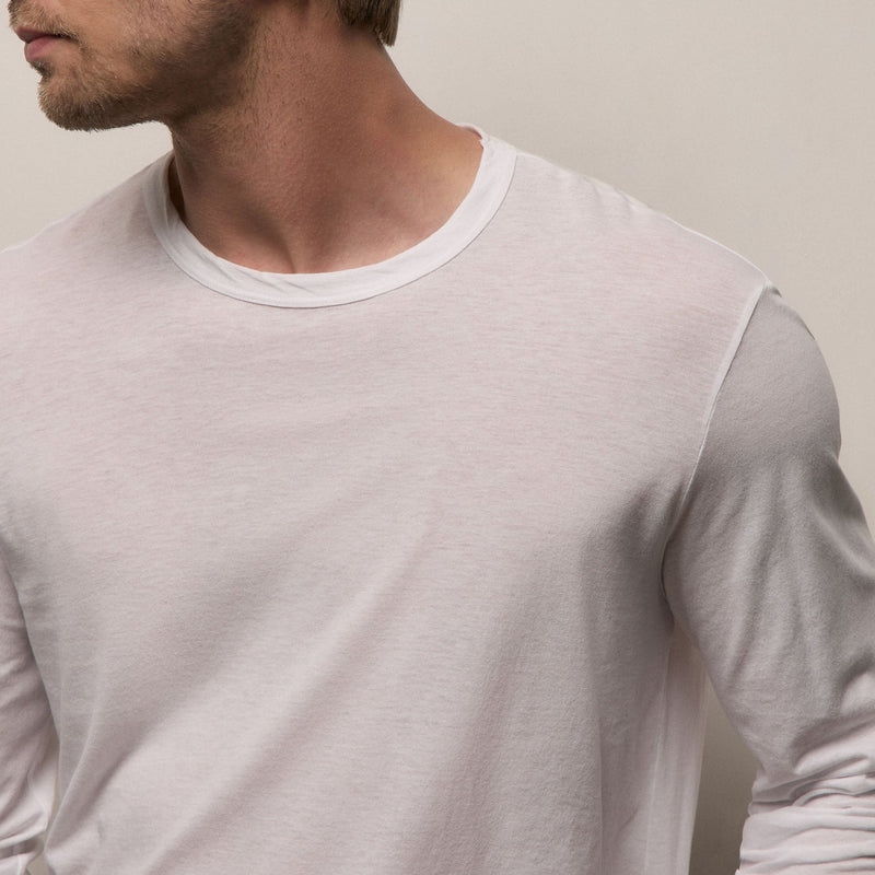 Shirttail Hem Crew in White | James Perse Los Angeles