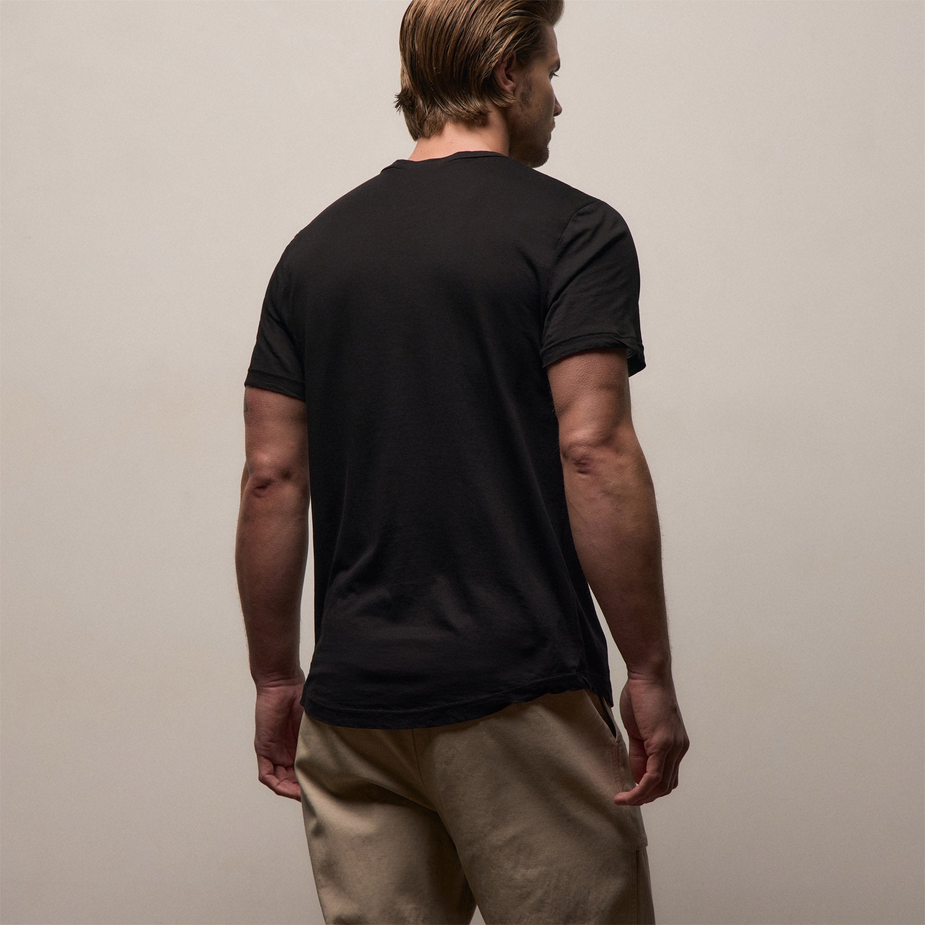 JAMES PERSE Tシャツ 2点 ブラック サイズ1／ブラウン サイズ2 Clear Jersey Crew in Black | James Perse Los Angeles