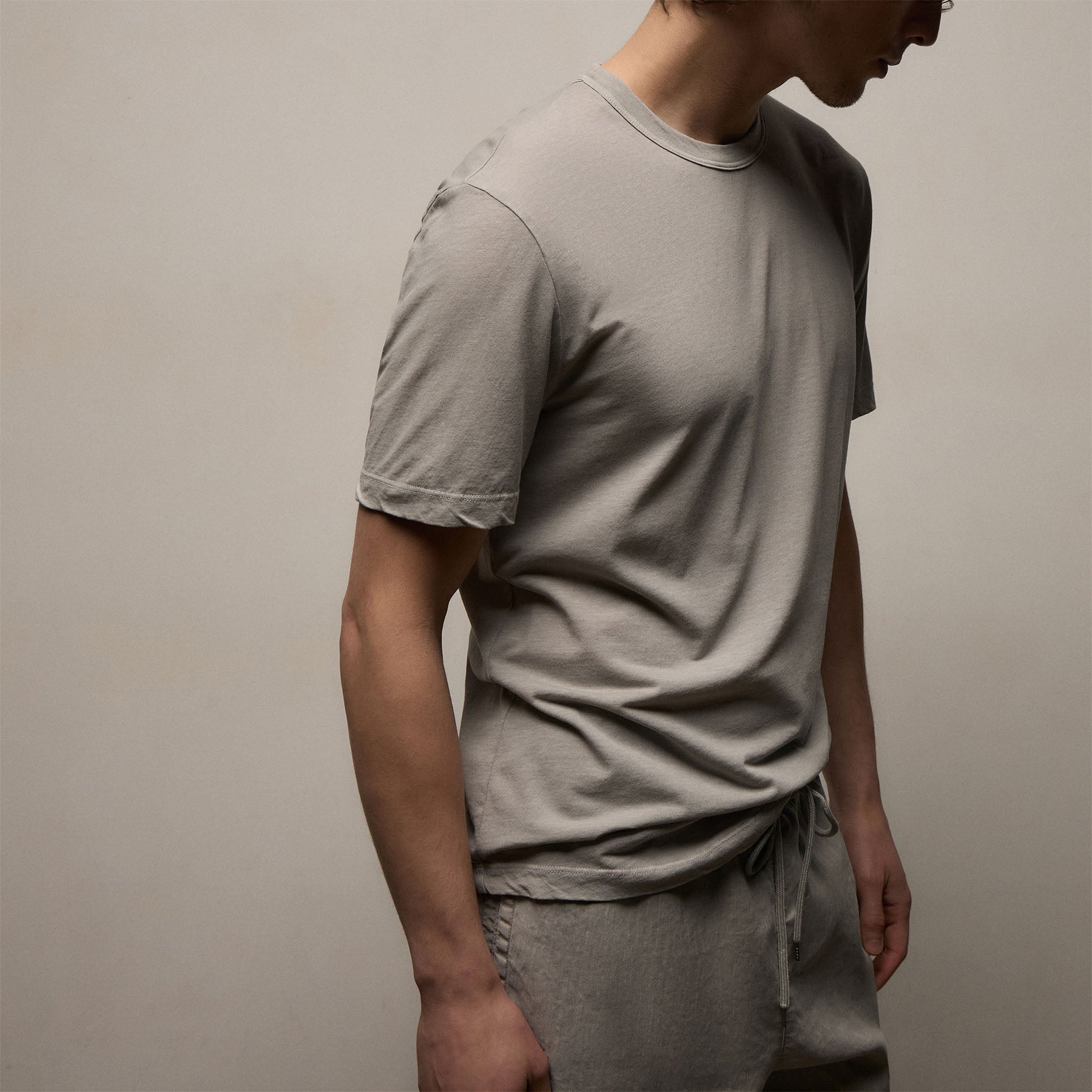 Clear Jersey Crew in Fog Pigment | James Perse Los Angeles