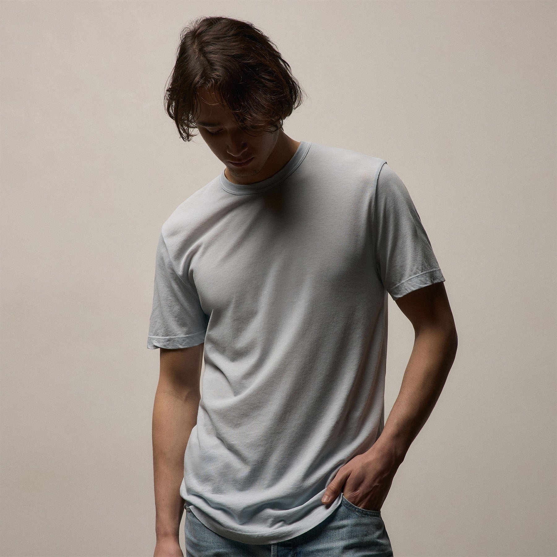 Clear Jersey Crew in Memory Pigment | James Perse Los Angeles