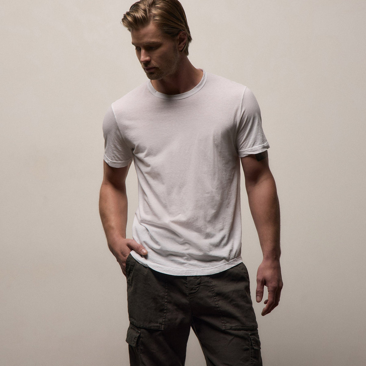 Clear Jersey Crew in White | James Perse Los Angeles