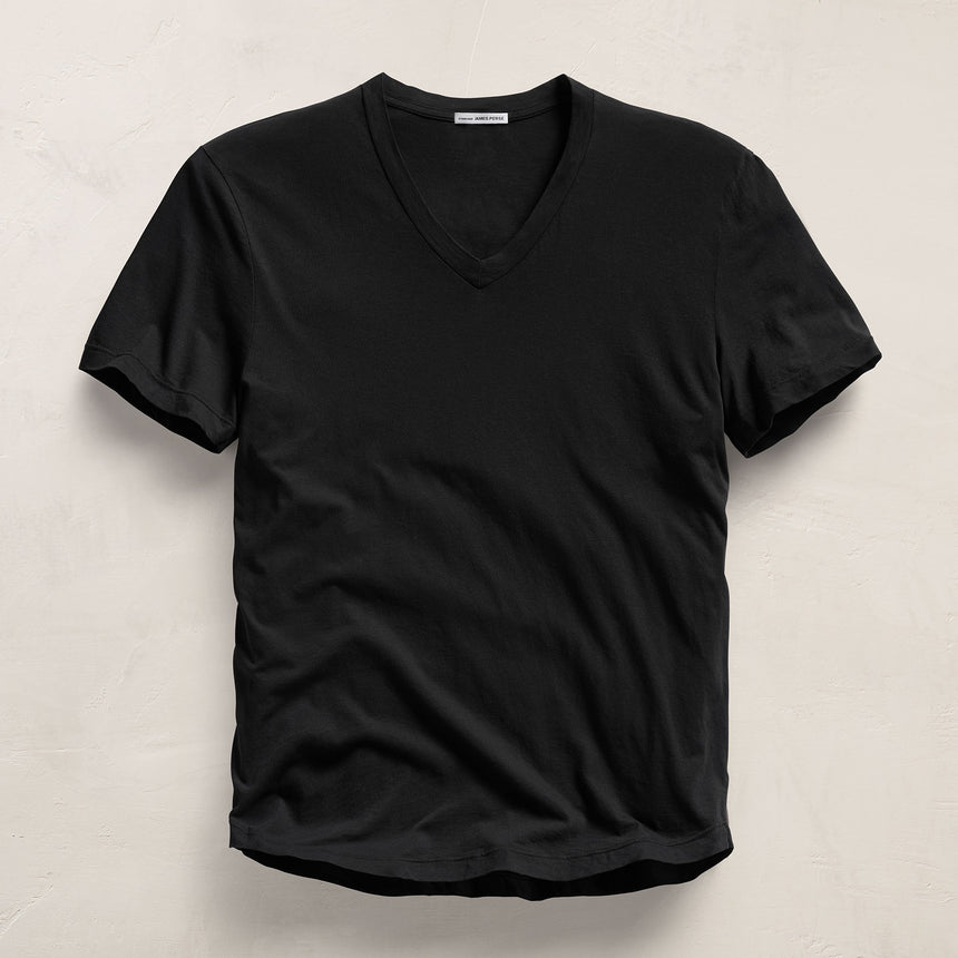 Clear Jersey V Neck - Black