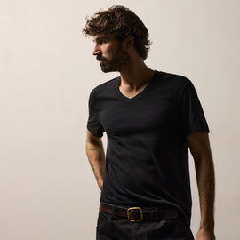 Clear Jersey V Neck in Black | James Perse Los Angeles