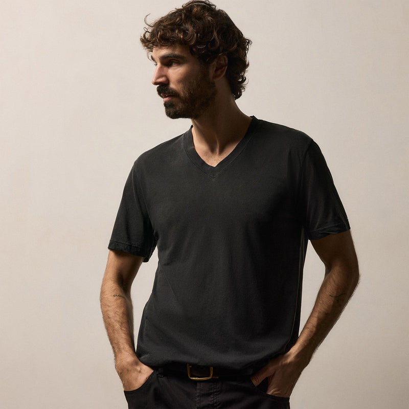 Clear Jersey V Neck in Carbon Pigment | James Perse Los Angeles