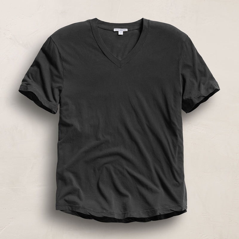 Clear Jersey V Neck - Carbon Pigment