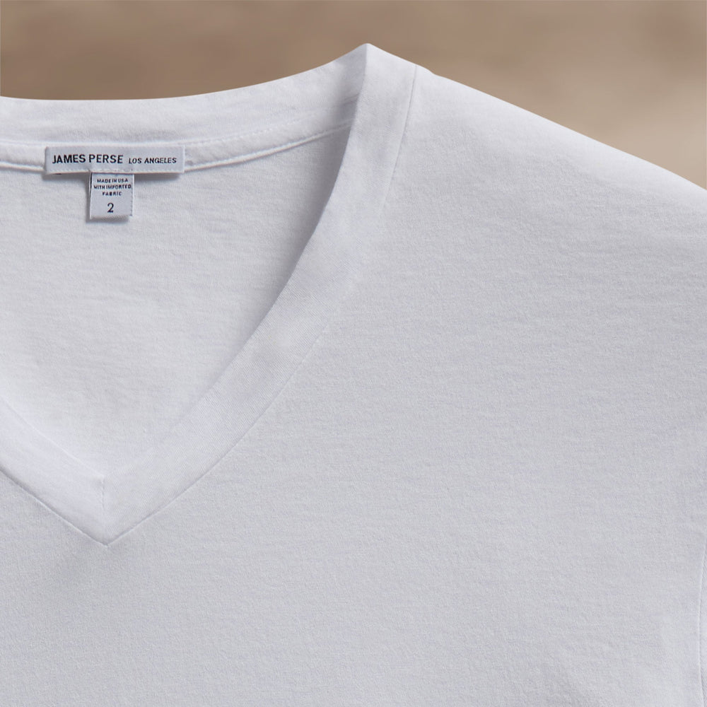 Clear Jersey V Neck in White | James Perse Los Angeles FLAT