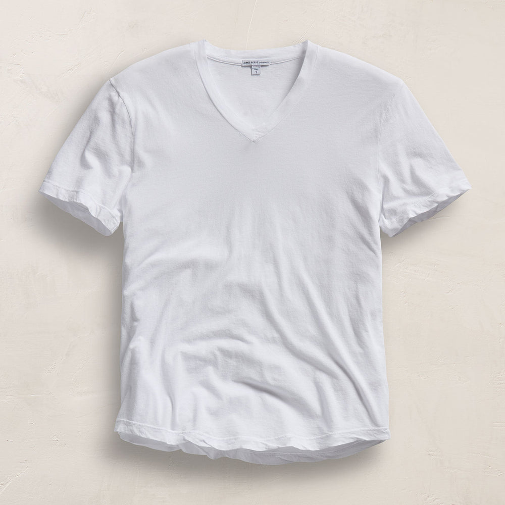 Clear Jersey V Neck in White | James Perse Los Angeles FLAT
