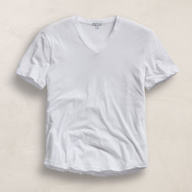 Clear Jersey V Neck in White | James Perse Los Angeles FLAT