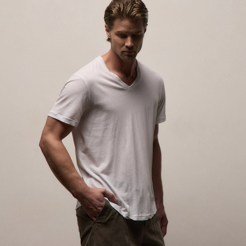 Clear Jersey V Neck in White | James Perse Los Angeles