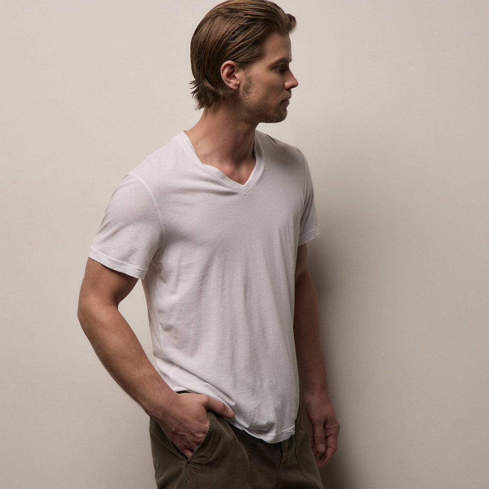 Clear Jersey V Neck in White | James Perse Los Angeles