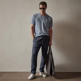 Lightweight Linen Pant in Blue Oil | James Perse Los Angeles