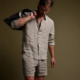 Classic Linen Shirt in Silt Pigment | James Perse Los Angeles