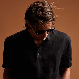 Linen Pullover Polo in Black | James Perse Los Angeles