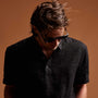 Linen Pullover Polo in Black | James Perse Los Angeles
