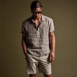 Linen Pullover Polo in Silt Pigment | James Perse Los Angeles