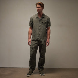 Linen Short Sleeve Pocket Shirt in Palm Pigment | James Perse Los Angeles